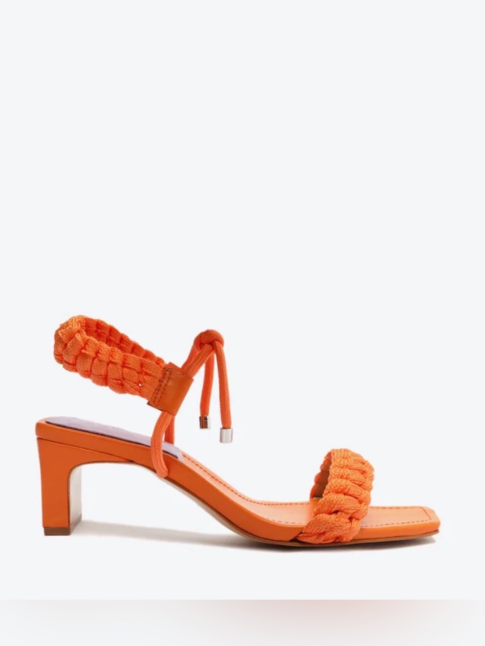 SCHUTZ Orange Braided Strap Mid-Heel Sandals